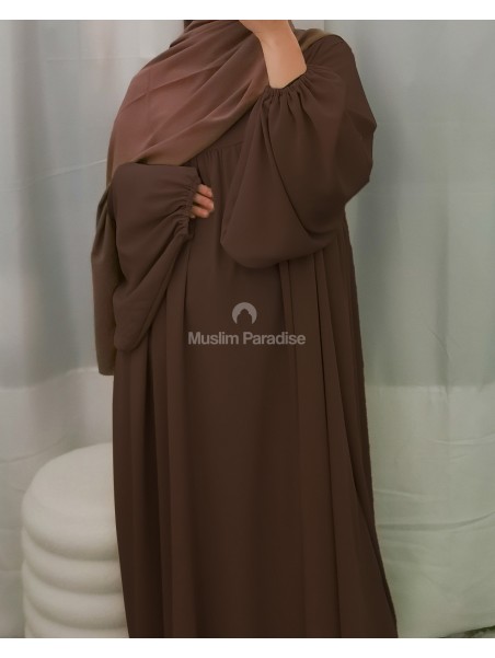 Abaya manches ballon marron