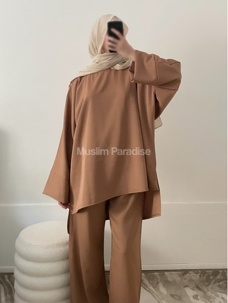ensemble basique voilée Camel