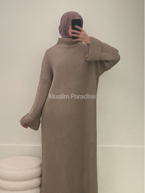 Robe longue hiver beige taupe