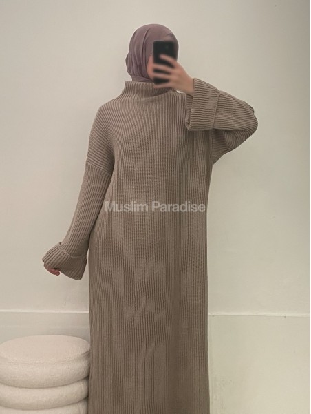 Robe longue hiver beige taupe