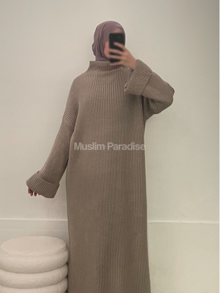 robe longue beige taupe