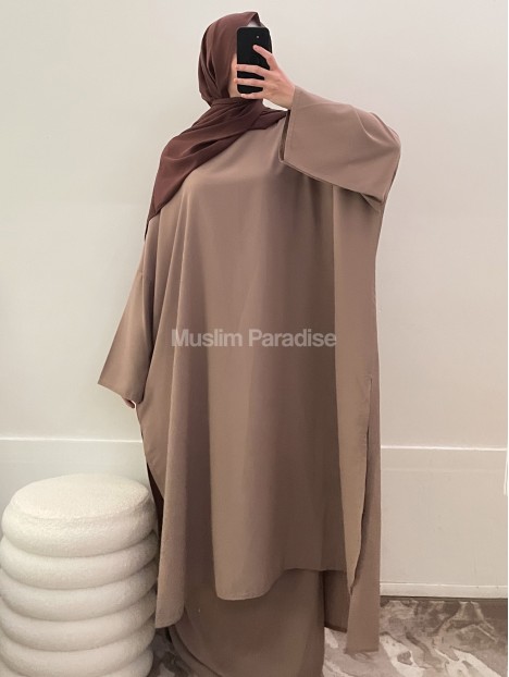 Ensemble tunique extra longue et jupe Beige Muslim Paradise