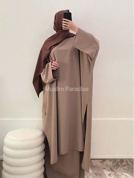 Ensemble tunique jupe beige