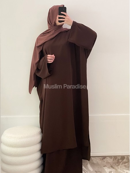 Ensemble tunique jupe marron