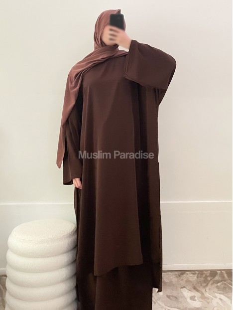 Ensemble tunique jupe marron chocolat