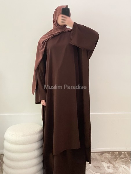 Ensemble tunique jupe marron chocolat