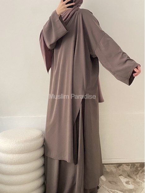 Ensemble tunique extra longue et jupe Taupe Muslim Paradise