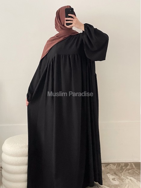 Abaya manche Ballon Jazz Noir