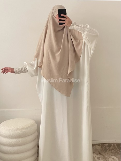 Abaya manches plissées blanche