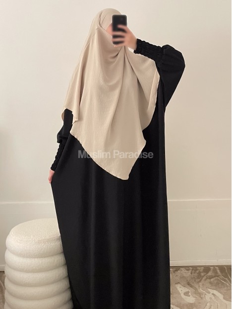 Abaya manches plissées noir