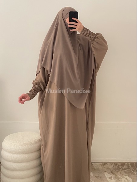 Abaya manches serrées taupe