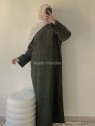 Abaya velour cotelée kaki