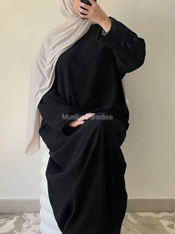 Abaya cotelée noir