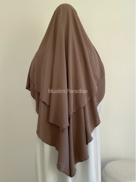 Khimar 2 voiles taupe pas cher