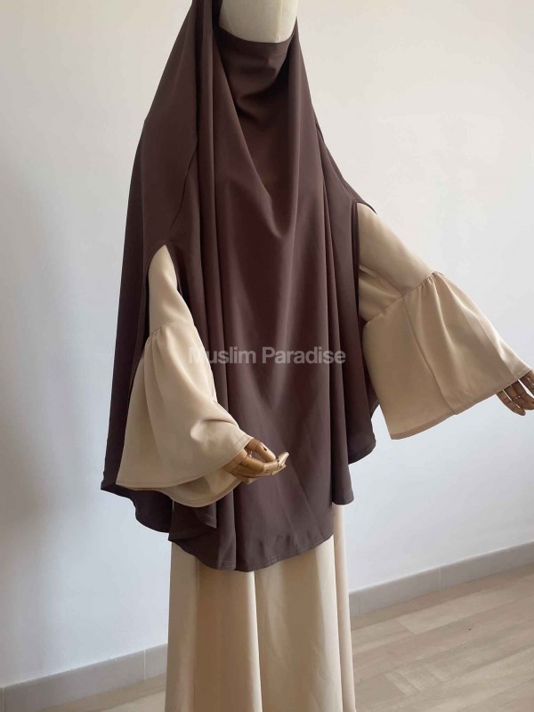 abaya manches tulipe beige