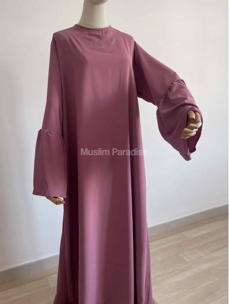 Abaya grandes manches tulipe framboise
