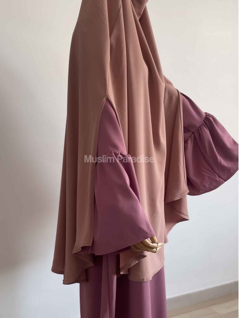abaya manches tulipe framboise