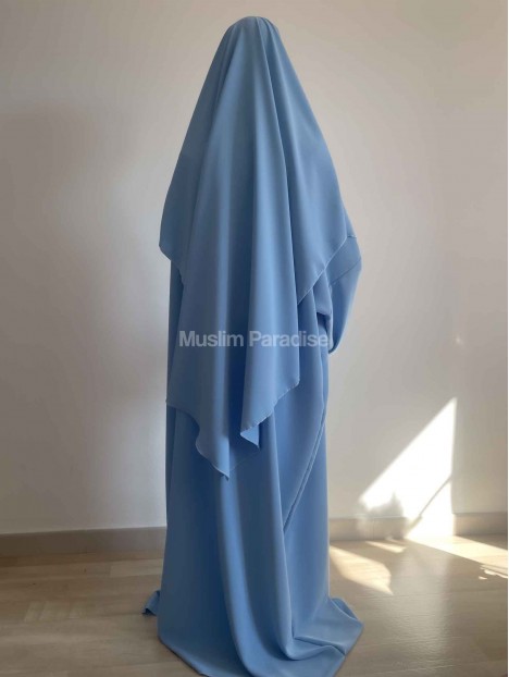 abaya soie de medine bleu clair