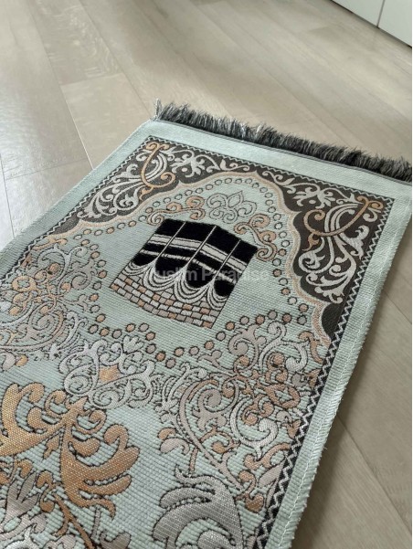 Tapis de priere vert clair kaaba