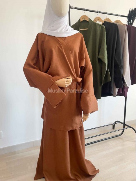 Ensemble kimono et jupe en lin - Muslim Paradise