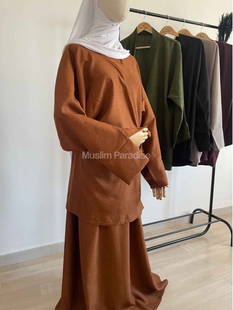 Ensemble kimono et jupe en lin - Muslim Paradise