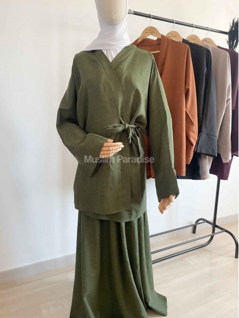 Ensemble kimono et jupe en lin - Muslim Paradise
