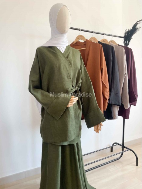 Ensemble kimono et jupe en lin - Muslim Paradise