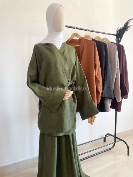 Ensemble kimono et jupe en lin - Muslim Paradise