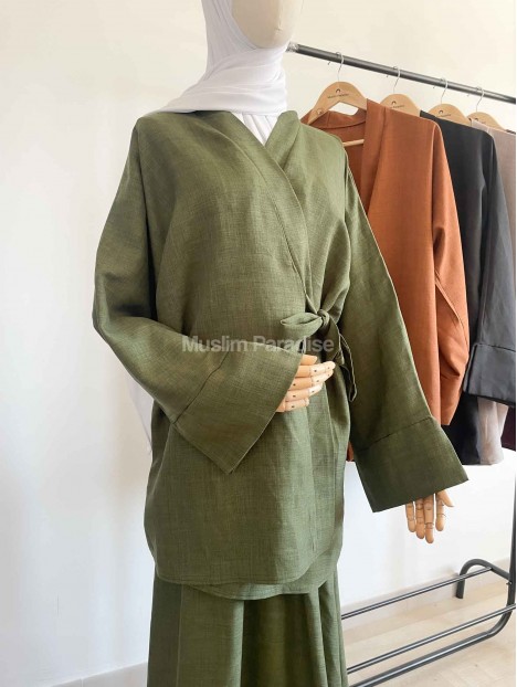 Ensemble kimono et jupe en lin - Muslim Paradise