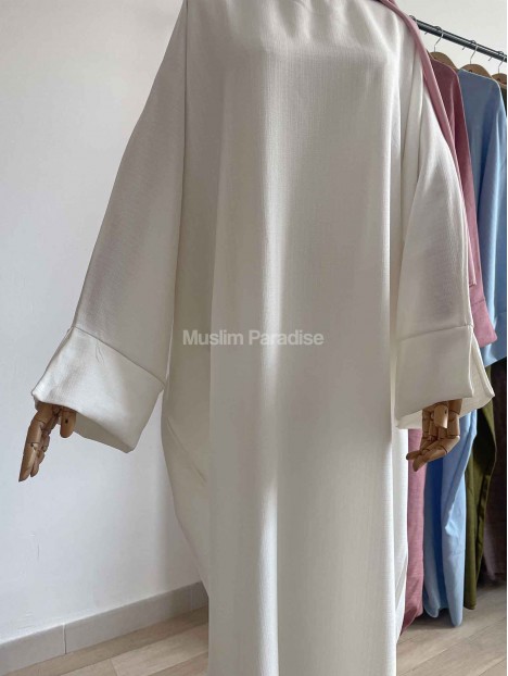 Abaya basique lin blanche