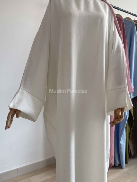Abaya basique lin blanche
