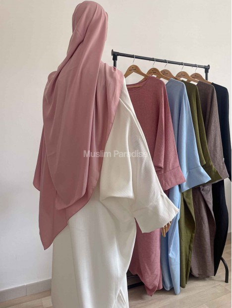 Abaya lin pas cher blanc