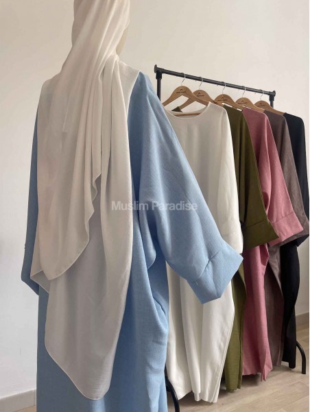 Abaya lin pas cher bleu