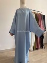 Abaya basique lin bleu