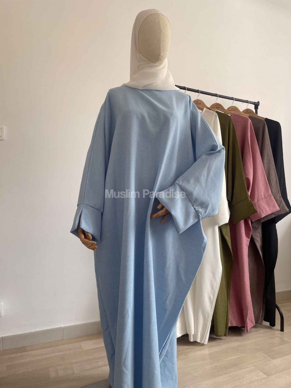 Abaya lin bleu muslim paradise