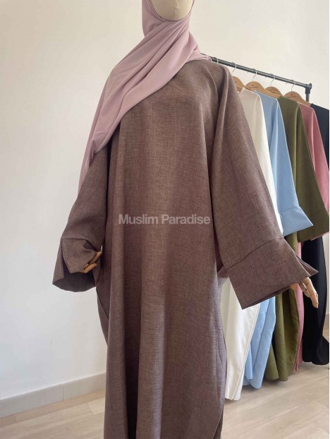 Abaya basique lin taupe