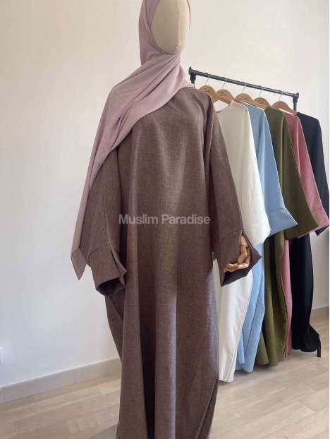 Abaya lin taupe muslim paradise