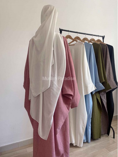 Abaya lin pas cher rose