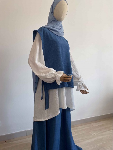 Ensemble Chemisier top jupe bleu