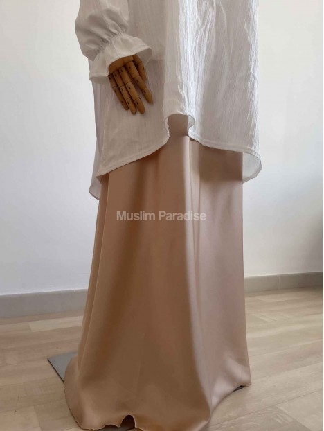 Jupe longue satin beige
