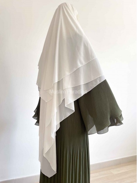 Robe longue plissée à volants kaki