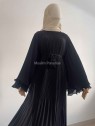 Abaya plissée à volants noir