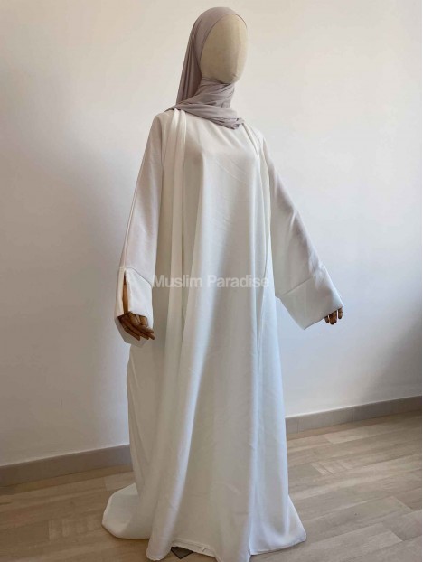 Ensemble abaya kimono lin blanc