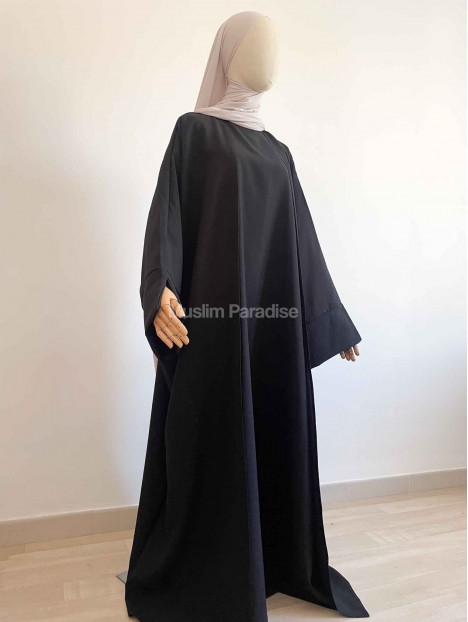 Ensemble abaya kimono lin noir