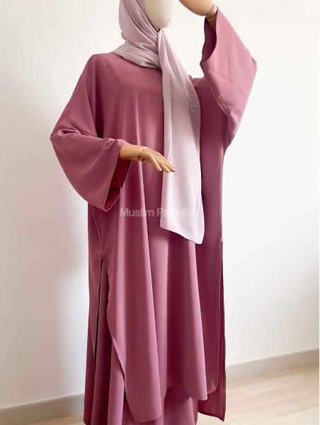 Ensemble tunique extra longue et jupe rose foncé Muslim Paradise