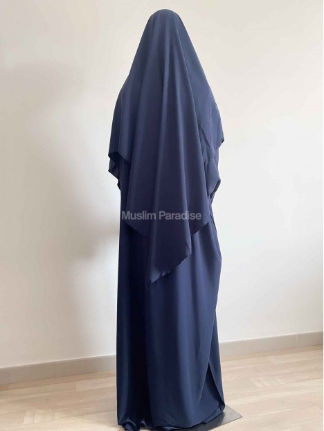 Ensemble abaya khimar pas cher bleu marine