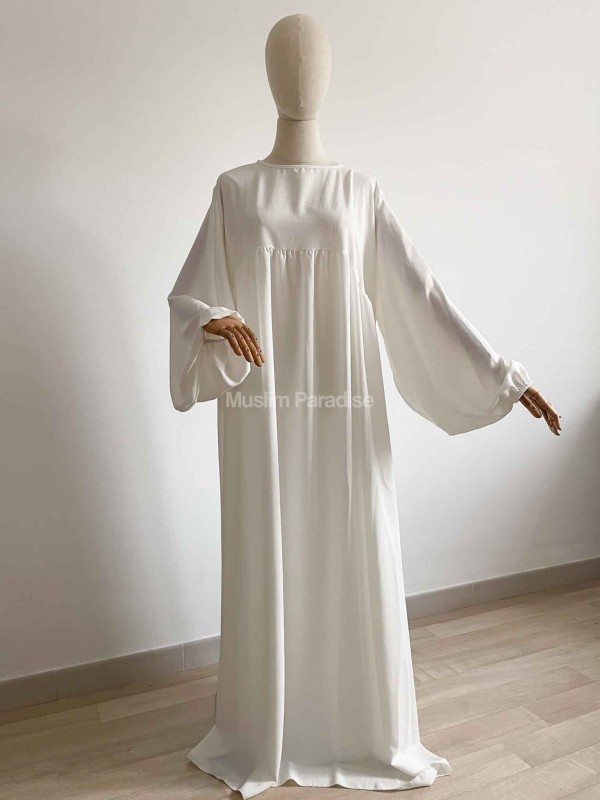 Abaya manche Ballon Jazz blanche