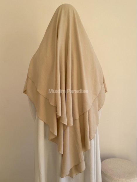 Khimar 2 voiles beige pas cher