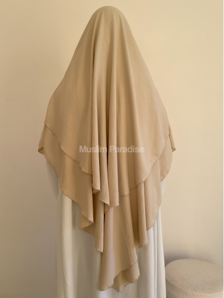 Khimar 2 voiles beige pas cher