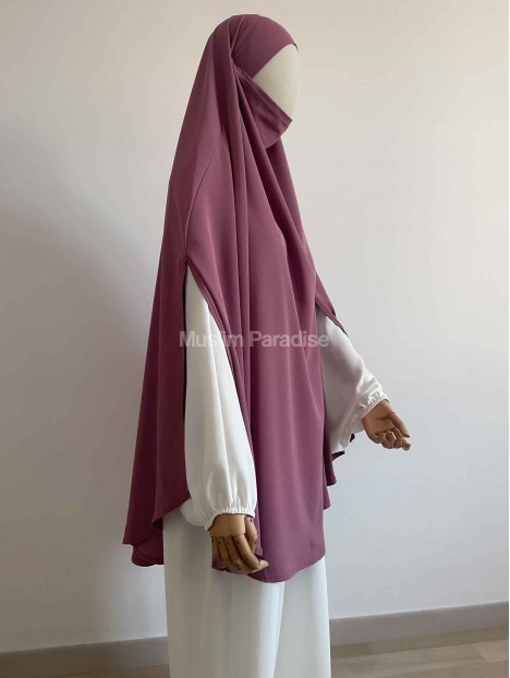 khimar coupe carré mauve